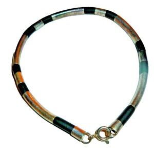 Sterling Silver Liquid Tube Bead Bracelet Black Spacers Minimalist 925 Unisex
